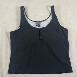 Nike Cropped Lace-up Black Workout Top